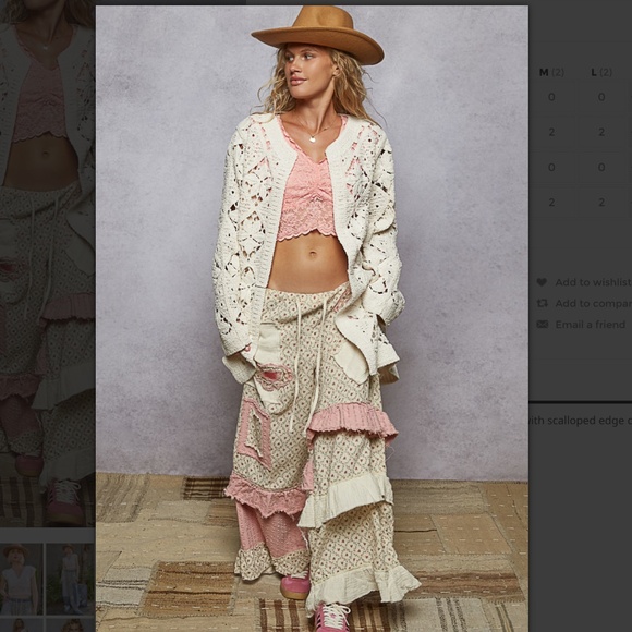 POL “ Flora “ POL Relaxed Fit Wide Leg Ruffle Pants 58A - Picture 8 of 8